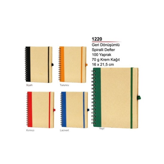 Geri Dönüşümlü Spiralli Defter 1220