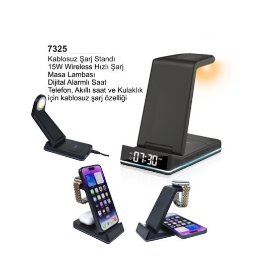 Çok Fonksiyonlu Kablosuz Şarj Standı 7325